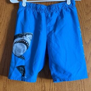 Hurley Boys Bright Blue Shark Swim Trunks | Quick Dry Board Shorts